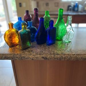 Set of 11 Jewel Tone Decorative Bottles